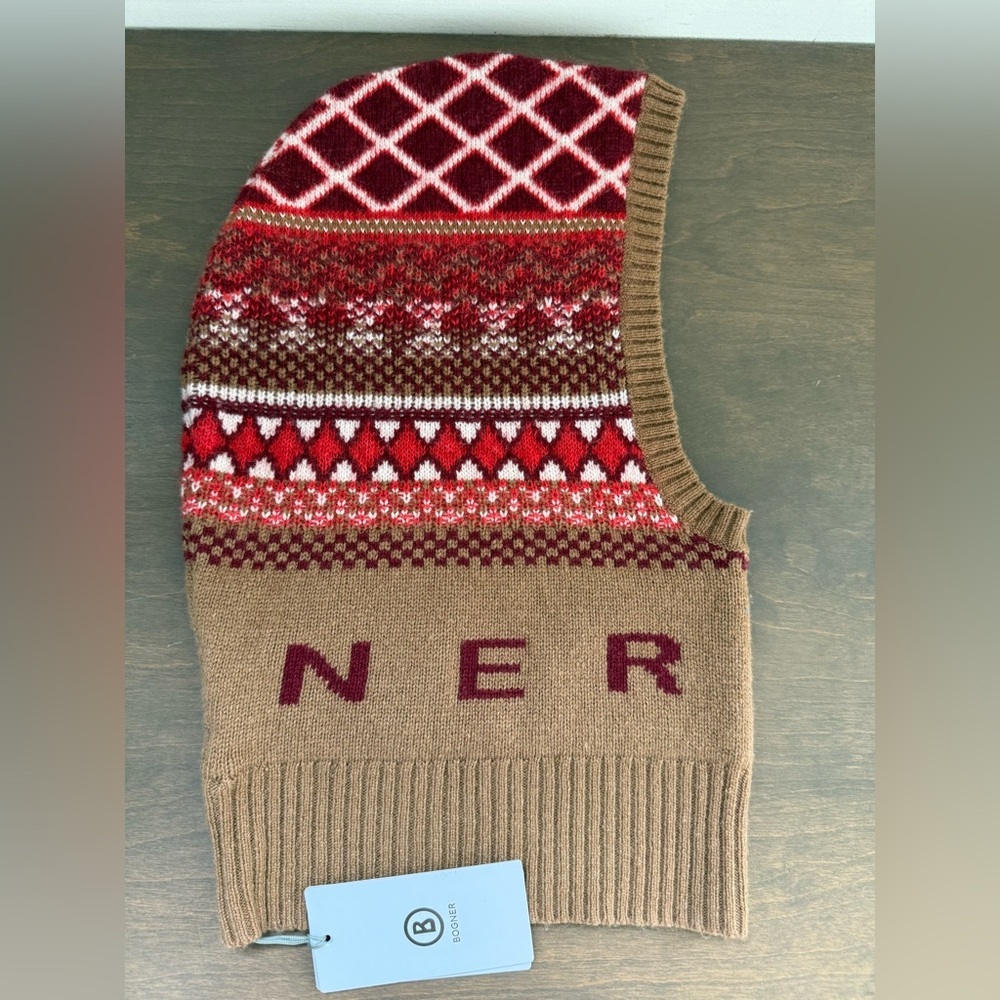 NWT • Bogner Balaclava Torie Hood Cashmere Wool Blend Patterned •OS - Picture 2 of 5